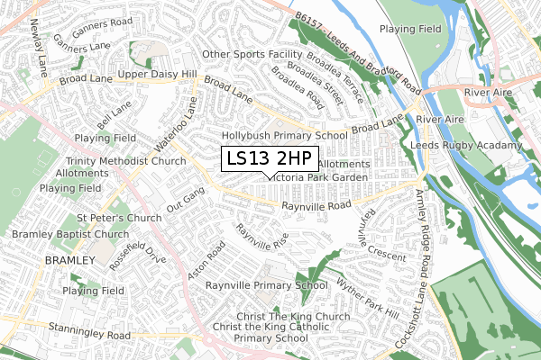 LS13 2HP map - small scale - OS Open Zoomstack (Ordnance Survey)