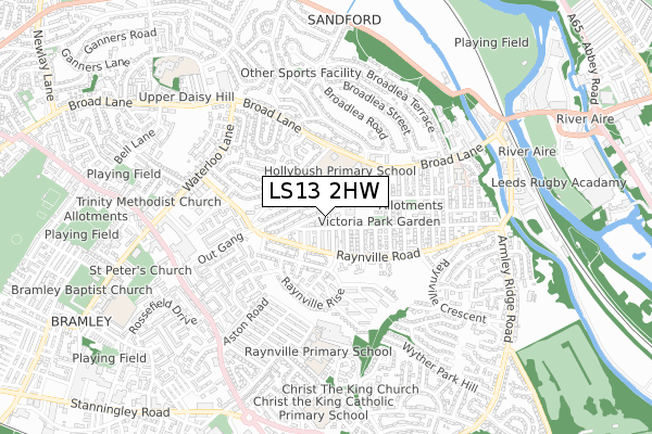 LS13 2HW map - small scale - OS Open Zoomstack (Ordnance Survey)