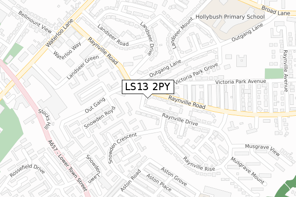 LS13 2PY map - large scale - OS Open Zoomstack (Ordnance Survey)