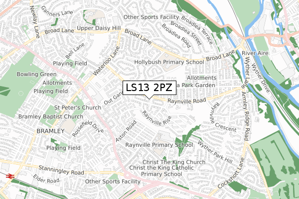 LS13 2PZ map - small scale - OS Open Zoomstack (Ordnance Survey)