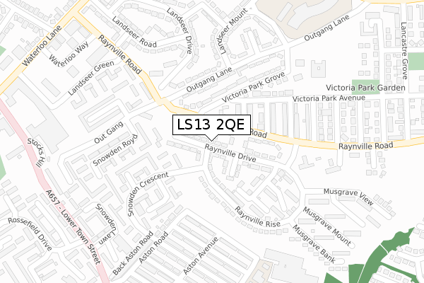 LS13 2QE map - large scale - OS Open Zoomstack (Ordnance Survey)
