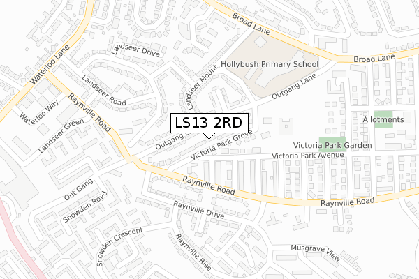 LS13 2RD map - large scale - OS Open Zoomstack (Ordnance Survey)