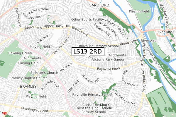 LS13 2RD map - small scale - OS Open Zoomstack (Ordnance Survey)