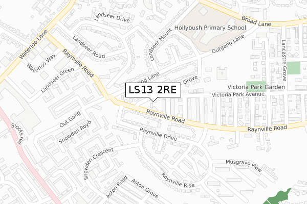LS13 2RE map - large scale - OS Open Zoomstack (Ordnance Survey)