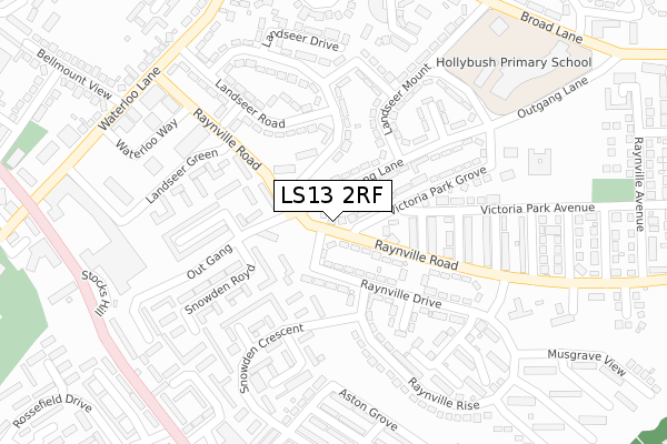 LS13 2RF map - large scale - OS Open Zoomstack (Ordnance Survey)