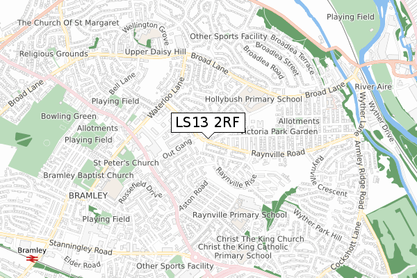 LS13 2RF map - small scale - OS Open Zoomstack (Ordnance Survey)