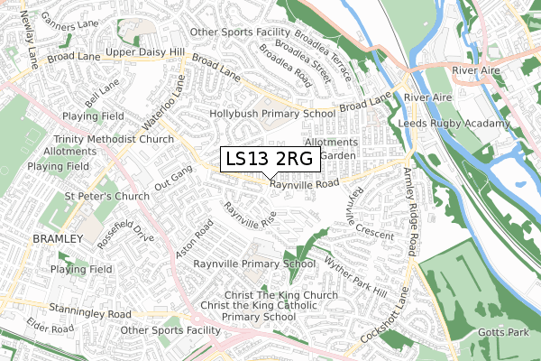 LS13 2RG map - small scale - OS Open Zoomstack (Ordnance Survey)