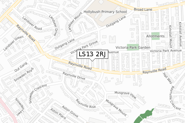 LS13 2RJ map - large scale - OS Open Zoomstack (Ordnance Survey)