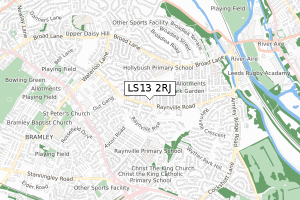 LS13 2RJ map - small scale - OS Open Zoomstack (Ordnance Survey)