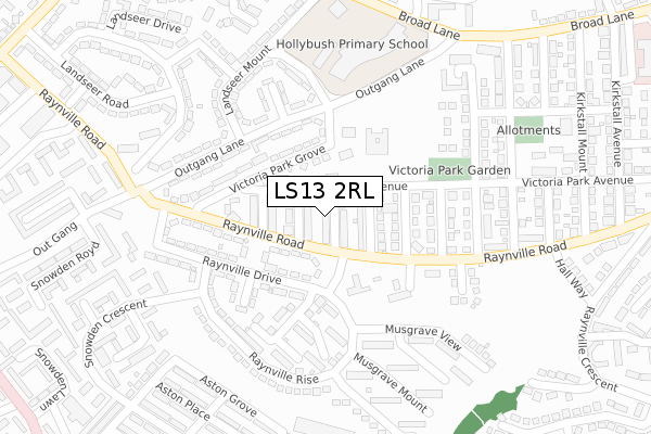 LS13 2RL map - large scale - OS Open Zoomstack (Ordnance Survey)