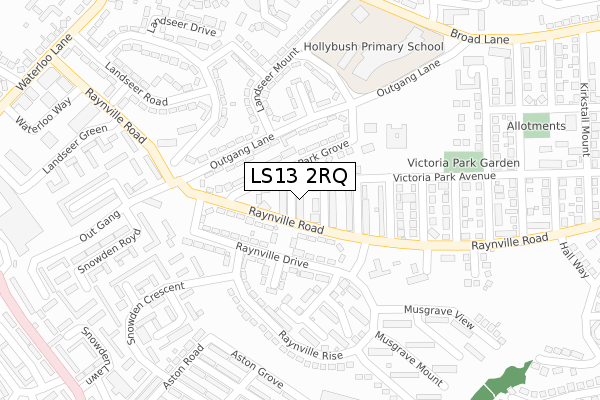 LS13 2RQ map - large scale - OS Open Zoomstack (Ordnance Survey)