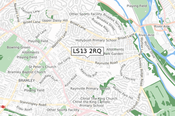 LS13 2RQ map - small scale - OS Open Zoomstack (Ordnance Survey)