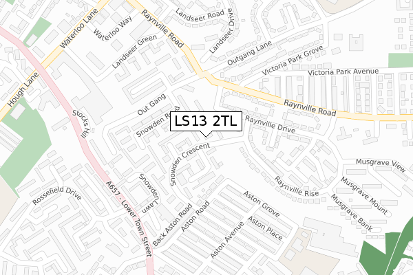 LS13 2TL map - large scale - OS Open Zoomstack (Ordnance Survey)