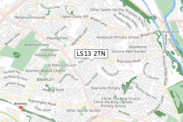 LS13 2TN map - small scale - OS Open Zoomstack (Ordnance Survey)