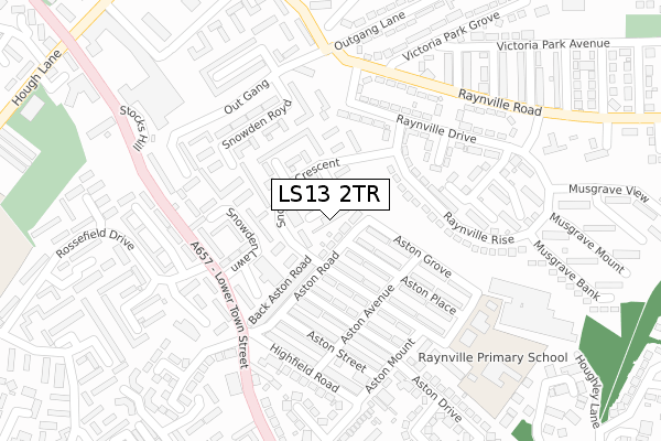 LS13 2TR map - large scale - OS Open Zoomstack (Ordnance Survey)