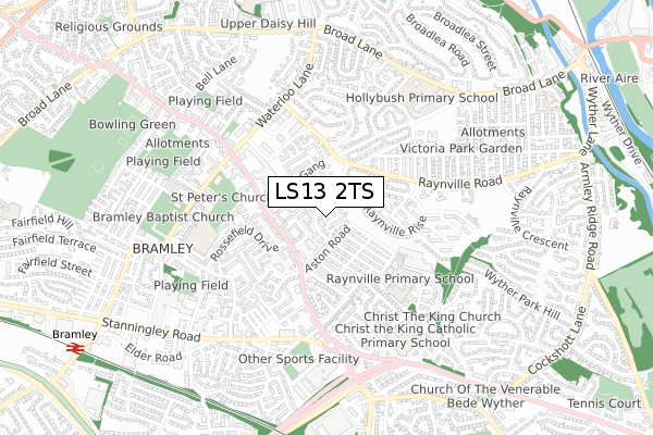 LS13 2TS map - small scale - OS Open Zoomstack (Ordnance Survey)