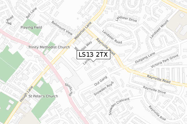 LS13 2TX map - large scale - OS Open Zoomstack (Ordnance Survey)