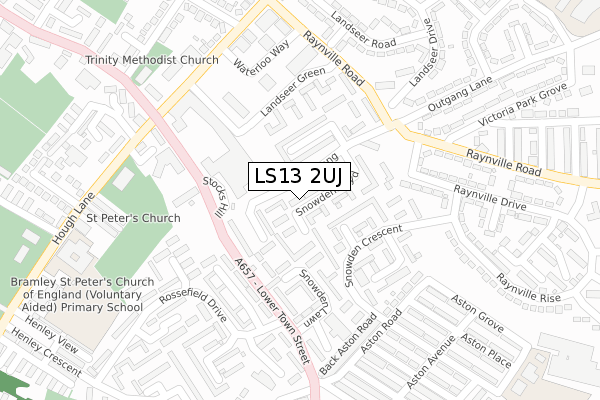 LS13 2UJ map - large scale - OS Open Zoomstack (Ordnance Survey)