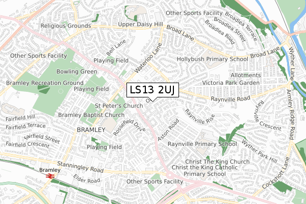 LS13 2UJ map - small scale - OS Open Zoomstack (Ordnance Survey)