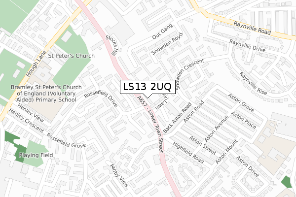 LS13 2UQ map - large scale - OS Open Zoomstack (Ordnance Survey)