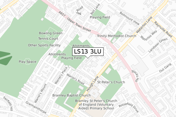 LS13 3LU map - large scale - OS Open Zoomstack (Ordnance Survey)