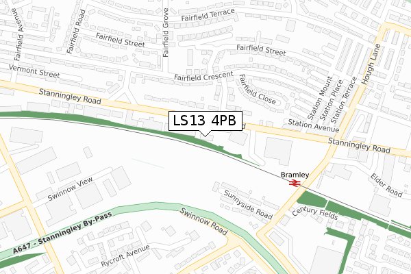 LS13 4PB map - large scale - OS Open Zoomstack (Ordnance Survey)