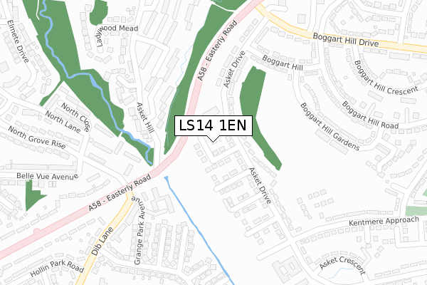 LS14 1EN map - large scale - OS Open Zoomstack (Ordnance Survey)