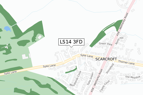 LS14 3FD map - large scale - OS Open Zoomstack (Ordnance Survey)