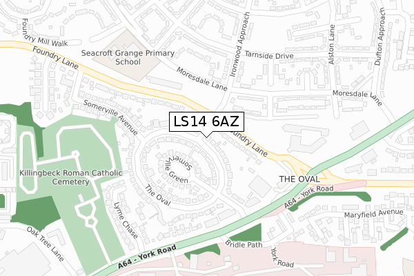 LS14 6AZ map - large scale - OS Open Zoomstack (Ordnance Survey)