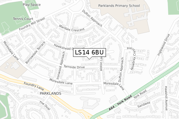 LS14 6BU map - large scale - OS Open Zoomstack (Ordnance Survey)