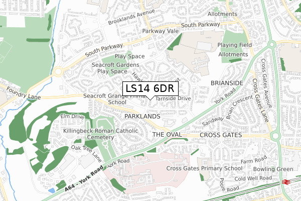 LS14 6DR map - small scale - OS Open Zoomstack (Ordnance Survey)