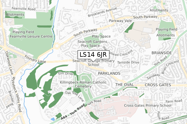 LS14 6JR map - small scale - OS Open Zoomstack (Ordnance Survey) LS14 6JR map - small scale - OS Open Zoomstack (Ordnance Survey)