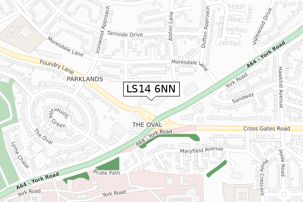 LS14 6NN map - large scale - OS Open Zoomstack (Ordnance Survey)