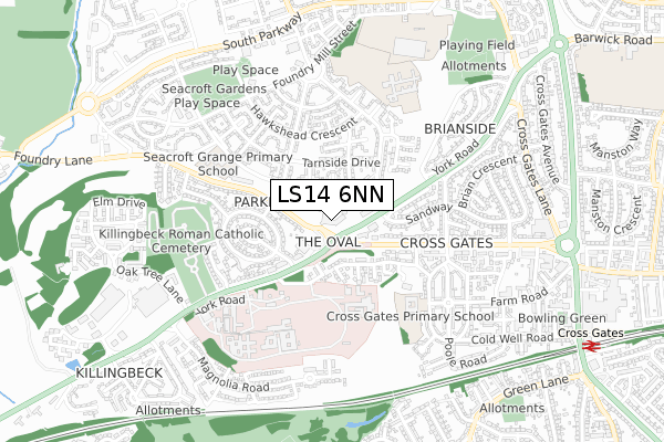 LS14 6NN map - small scale - OS Open Zoomstack (Ordnance Survey)