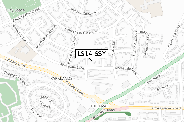 LS14 6SY map - large scale - OS Open Zoomstack (Ordnance Survey)