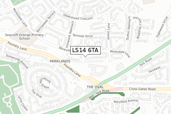 LS14 6TA map - large scale - OS Open Zoomstack (Ordnance Survey)