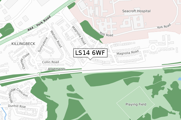 LS14 6WF map - large scale - OS Open Zoomstack (Ordnance Survey)