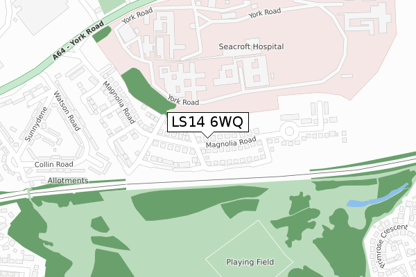 LS14 6WQ map - large scale - OS Open Zoomstack (Ordnance Survey)