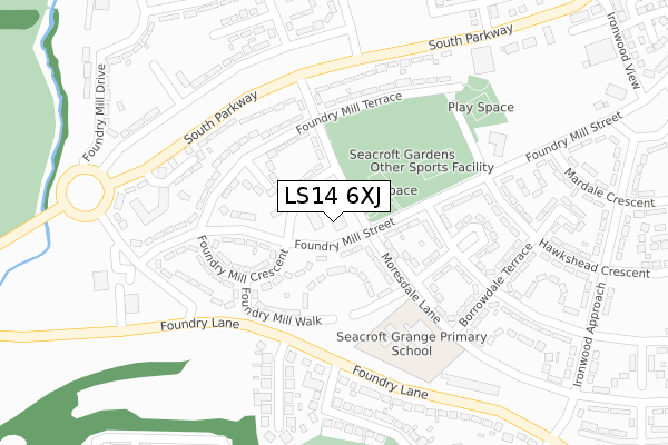 LS14 6XJ map - large scale - OS Open Zoomstack (Ordnance Survey) LS14 6XJ map - large scale - OS Open Zoomstack (Ordnance Survey)