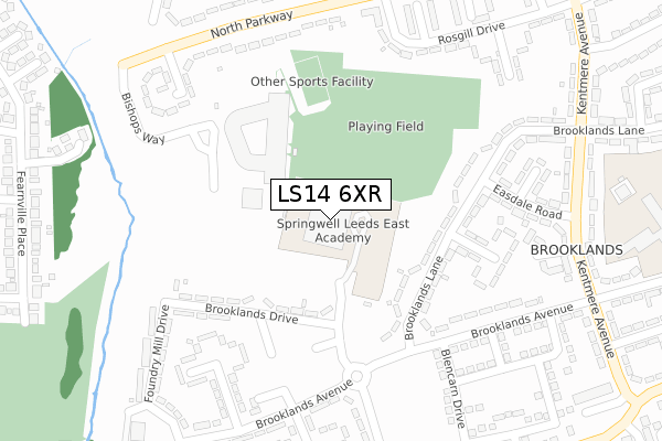 LS14 6XR map - large scale - OS Open Zoomstack (Ordnance Survey)