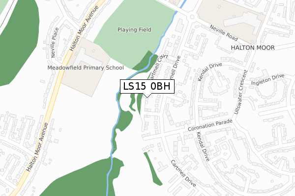 LS15 0BH map - large scale - OS Open Zoomstack (Ordnance Survey)