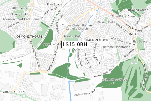 LS15 0BH map - small scale - OS Open Zoomstack (Ordnance Survey)