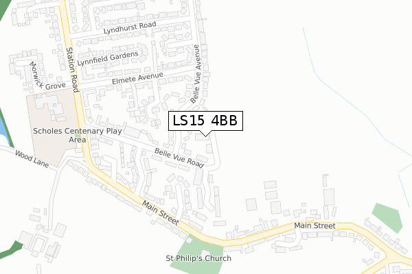 LS15 4BB map - large scale - OS Open Zoomstack (Ordnance Survey)