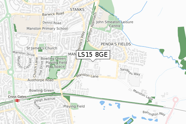 LS15 8GE map - small scale - OS Open Zoomstack (Ordnance Survey) LS15 8GE map - small scale - OS Open Zoomstack (Ordnance Survey)