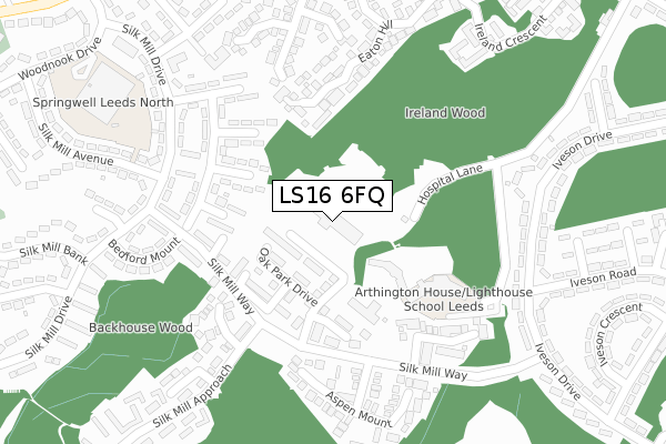 LS16 6FQ map - large scale - OS Open Zoomstack (Ordnance Survey)