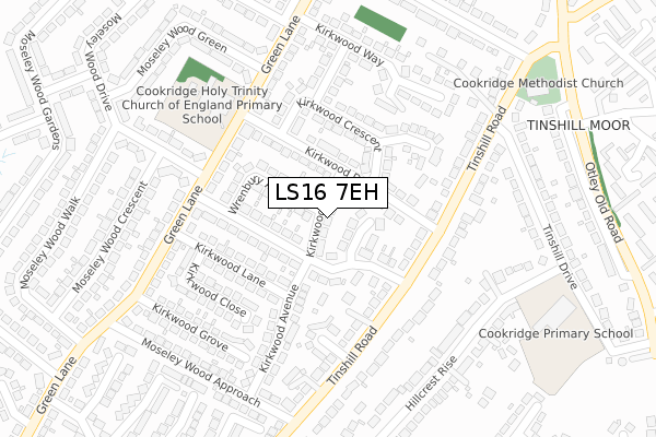 LS16 7EH map - large scale - OS Open Zoomstack (Ordnance Survey)