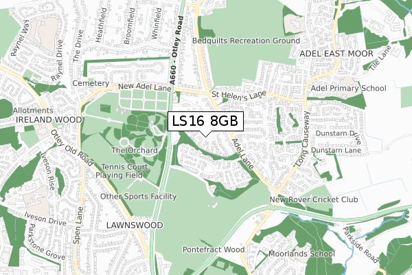 LS16 8GB map - small scale - OS Open Zoomstack (Ordnance Survey)