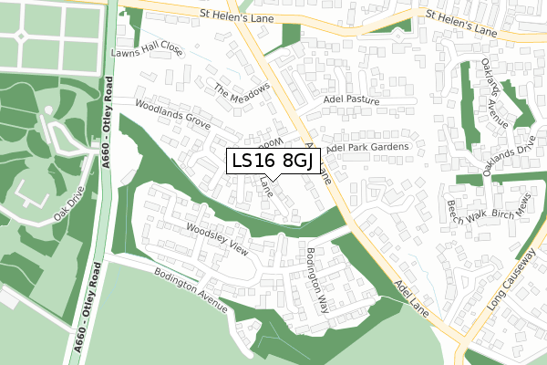 LS16 8GJ map - large scale - OS Open Zoomstack (Ordnance Survey) LS16 8GJ map - large scale - OS Open Zoomstack (Ordnance Survey)