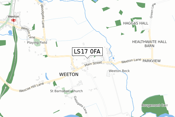 LS17 0FA map - small scale - OS Open Zoomstack (Ordnance Survey)