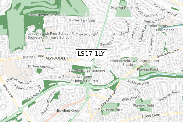 LS17 1LY map - small scale - OS Open Zoomstack (Ordnance Survey) LS17 1LY map - small scale - OS Open Zoomstack (Ordnance Survey)